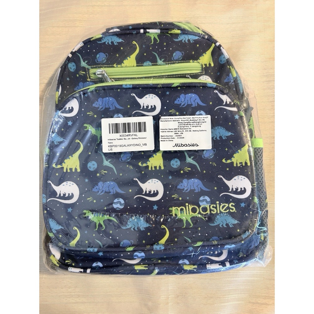 Mibasies Dinosaur Backpack - Blue & Green - Toddler Size